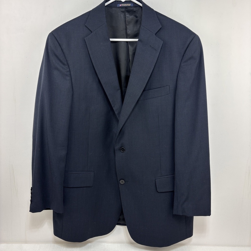Hart‎ Schaffner Marx Gold Trumpeter Men's Navy Pinstripe Blazer Suit Jacket 42R